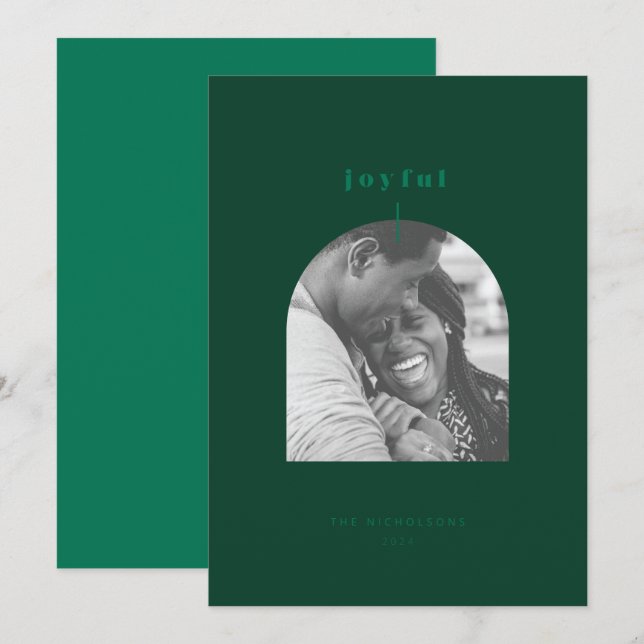 Joyful Arched Photo Holiday Card (Front/Back)