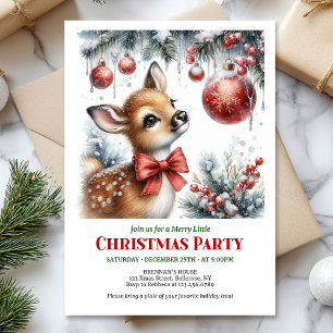 Joyful baby deer watercolor Christmas invite digit