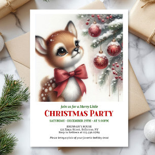 Joyful baby fawn watercolor Christmas invite digit