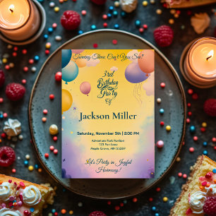 Joyful Balloon Birthday with Adorable Tiger  Invitation