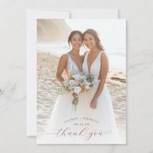 Joyful Beach Wedding Photo Thank You Card
