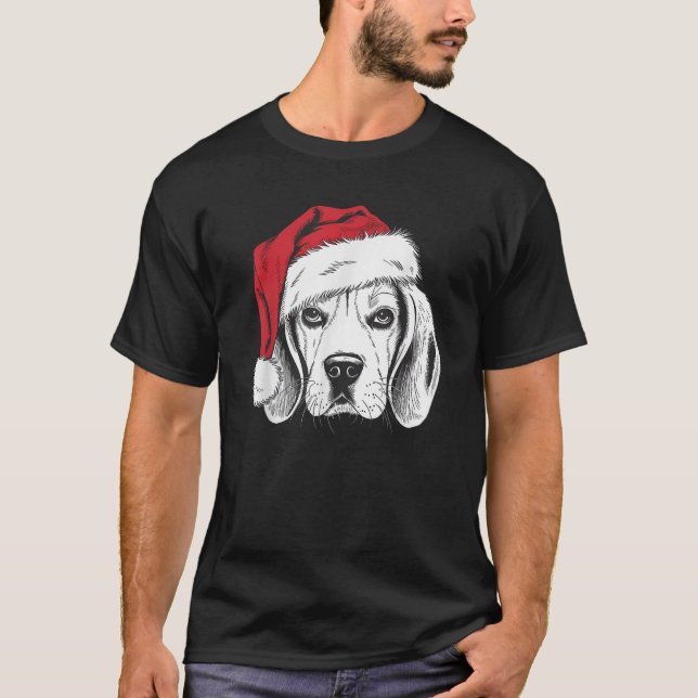 Joyful Beagle Santa Dog on Beagle Christmas Men Wo T-Shirt (Front)
