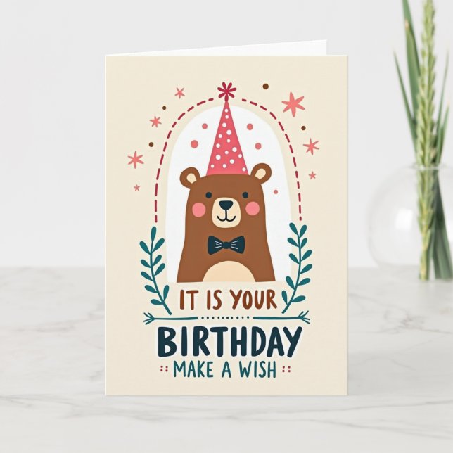 Joyful Bear Illustration Card (Front)