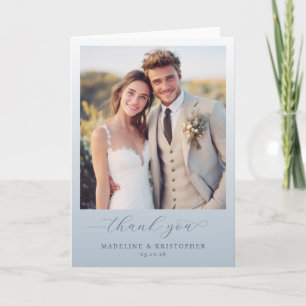 Joyful Beige Elegant Photo Thank You Card