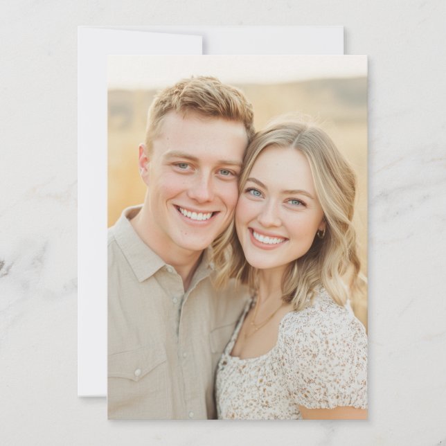 Joyful Beige Floral Photo Invitation (Front)