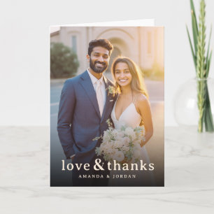 Joyful Beige Romantic Photo Thank You Card