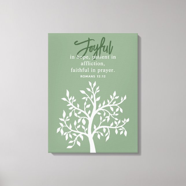 Joyful Bible Verse and Simple Tree Canvas Print (Front)