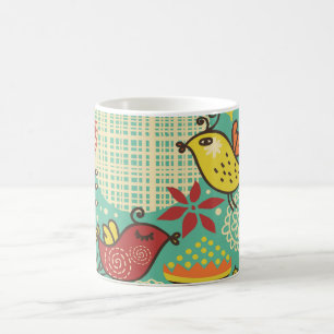 Joyful Birds in a Colorful Garden Mug