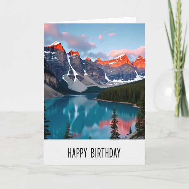 Joyful Birthday Alpine Lake Card (Front)