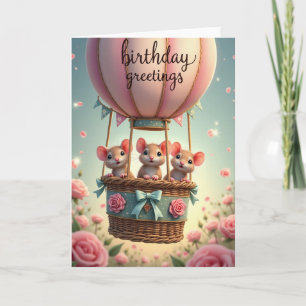 Joyful Birthday Balloon Mice Card