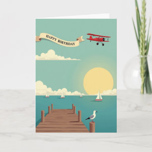Joyful Birthday Biplane Pier Card