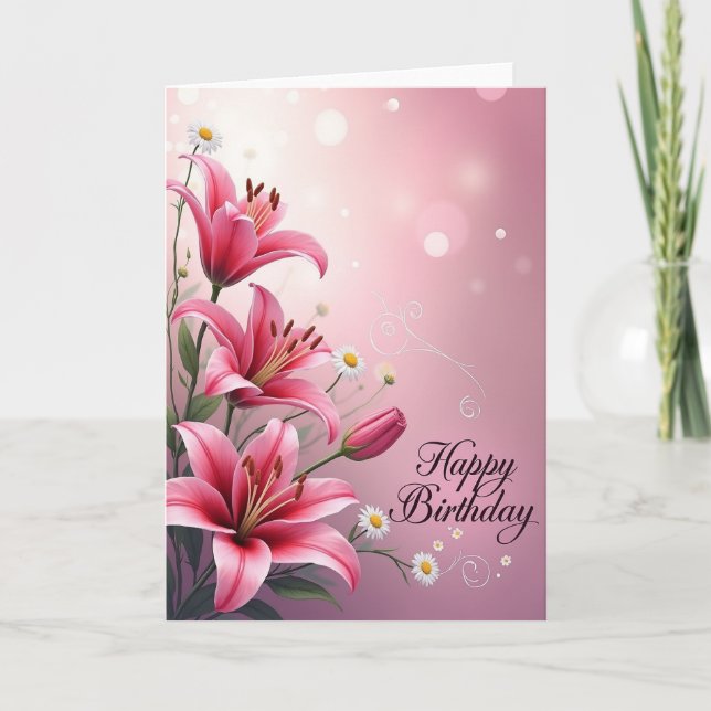 Joyful Birthday Blossom Art Card (Front)