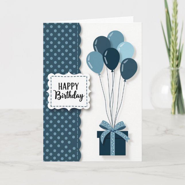 Joyful Birthday Blue Circles Card (Front)