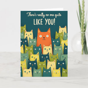 Joyful Birthday Cat Illustration Card
