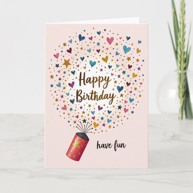 Joyful Birthday Confetti Burst Card (Front)