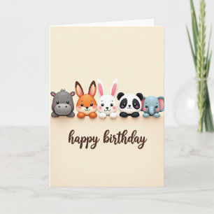Joyful Birthday Cute Creatures Card