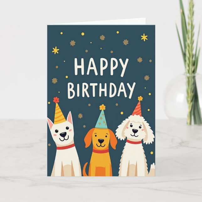 Joyful Birthday Dog Party Card (Front)