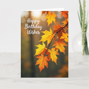 Joyful Birthday Fiery Leaves Card