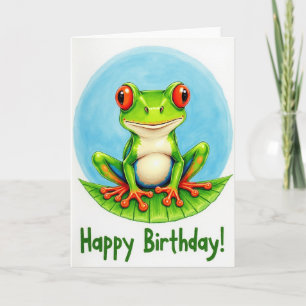 Joyful Birthday Frog Illustration Card