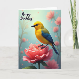 Joyful Birthday Golden Bird Card