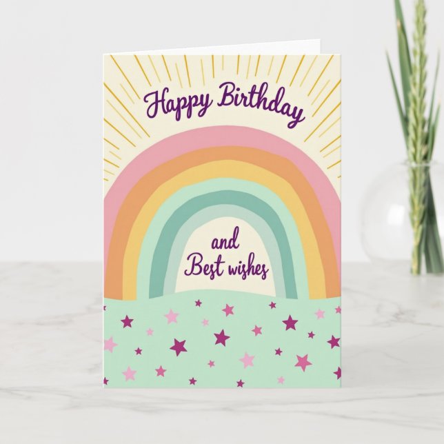 Joyful Birthday Gradient Arch Card (Front)
