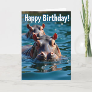 Joyful Birthday Hippo Card