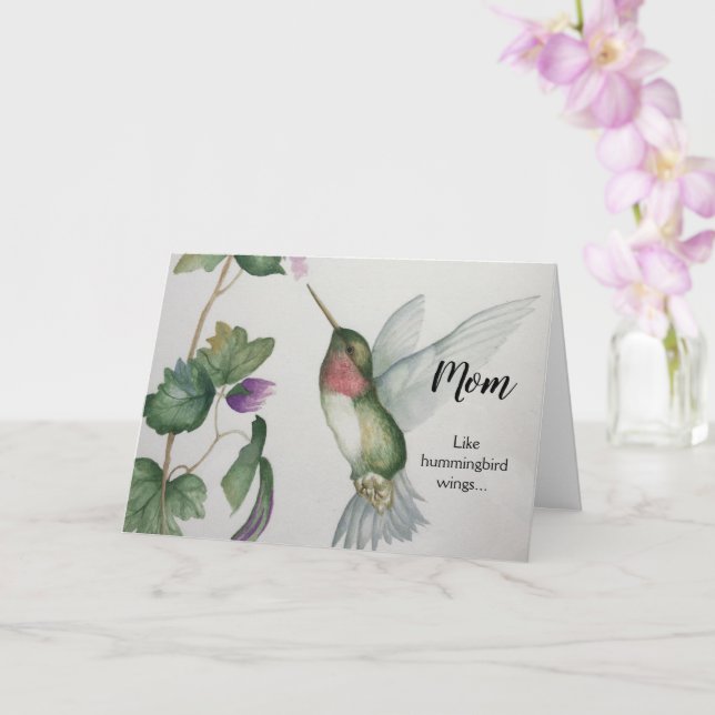 Joyful Birthday Mum Hummingbird Wings Elegant Love Card (Orchid)