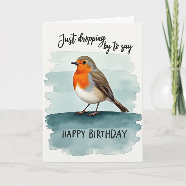 Joyful Birthday Orange Bird Art Card (Front)