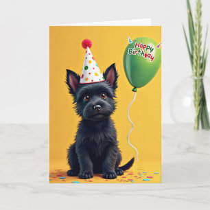 Joyful Birthday Party Hat Puppy Card