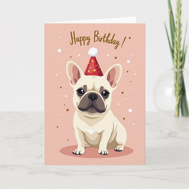 Joyful Birthday Pink Dog Card (Front)