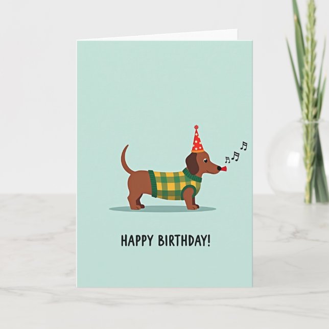 Joyful Birthday Plaid Dog Card (Front)