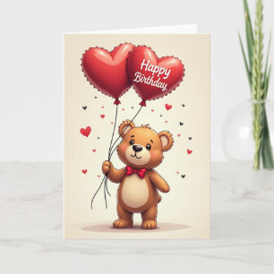 Joyful Birthday Plush Heart Card