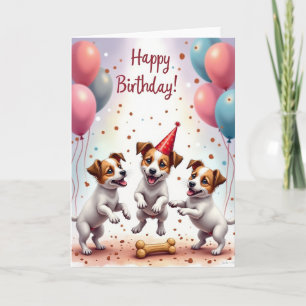 Joyful Birthday Pups Party Card