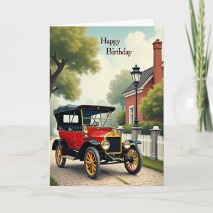 Joyful Birthday Red Car Card