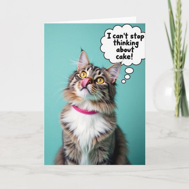 Joyful Birthday Tabby Feline Card (Front)