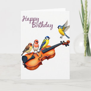 Joyful Birthday Violin Birds Card
