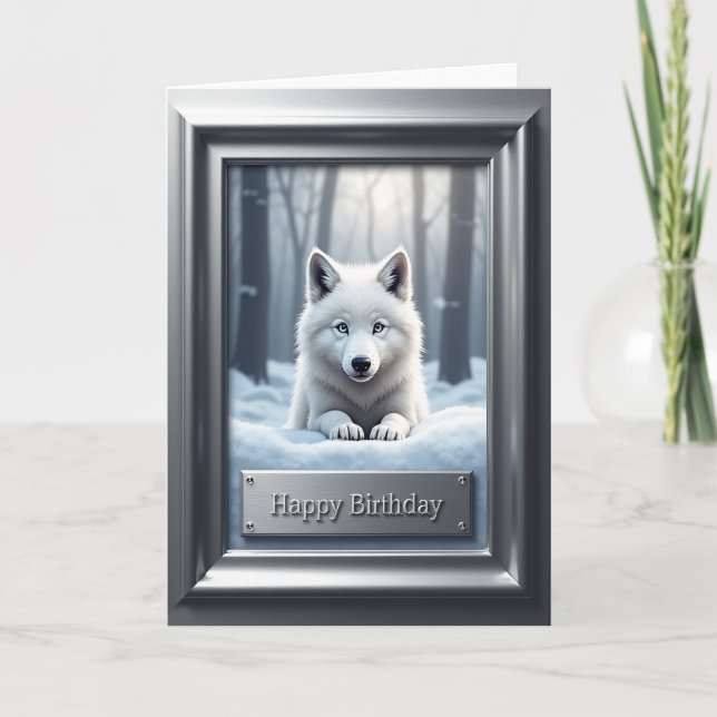 Joyful Birthday White Dog Card (Front)