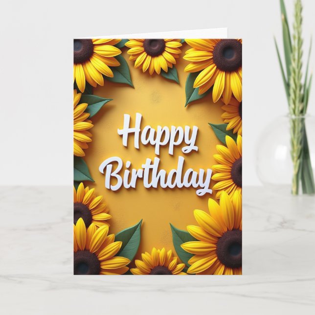 Joyful Birthday Yellow Blossom Card (Front)