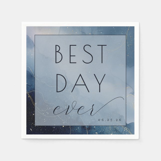 Joyful Blue Abstract Celebration Napkin (Front)