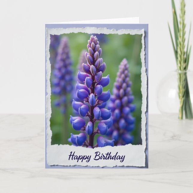 Joyful Blue Bloom Birthday Card (Front)