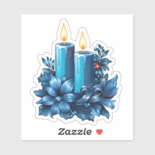 Joyful Blue Candle for Christmas