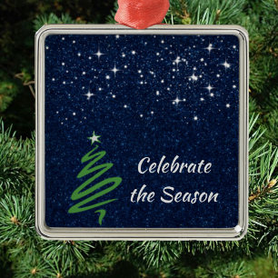 Joyful Blue Evening Christmas Tree Metal Tree Decoration