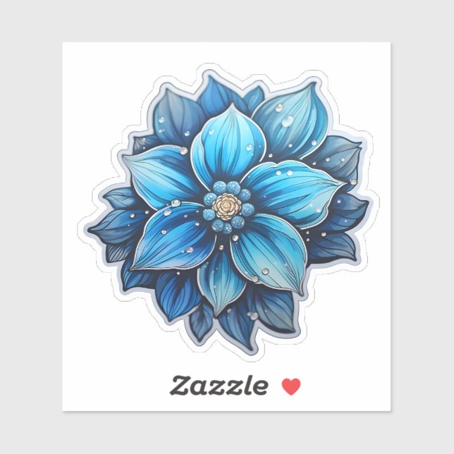Joyful Blue Flower Holiday Sticker (Sheet)
