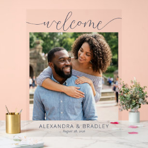 Joyful Blue Minimalist Photo Acrylic Sign