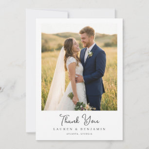 Joyful Blue Romantic Photo Thank You Card