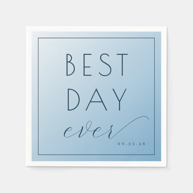 Joyful Blue Typographic Celebration Napkin (Front)