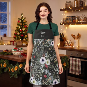 Joyful Botanical Christmas Holiday Apron