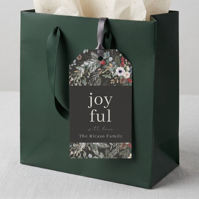 Joyful Botanical Christmas Personalised Gift Tags (Joyful Botanical Christmas Personalized Gift Tags
by Ricaso. Add your message / name to these tags)
