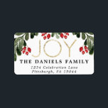 Joyful Boughs of Holly Label<br><div class="desc">Highlight your favourite family photo on your holiday cards this season!  Whether you celebrate Christmas,  Hanukkah or simply want to send our a New Year greeting to your friends and family,  Blush Paper Co. has the perfect holiday card for you.</div>