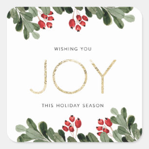 Joyful Boughs of Holly Square Sticker